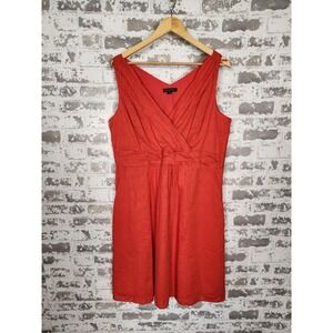 Lands' End Dress Size 16 Coral Orange Surplice Cross‎ Over Summer Vacation